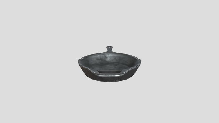 Low-Poly Cast Iron Skillet (PBR, Game Asset)