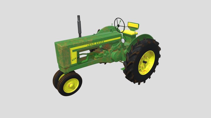 Old John Deere Tractor model 520 3D Model