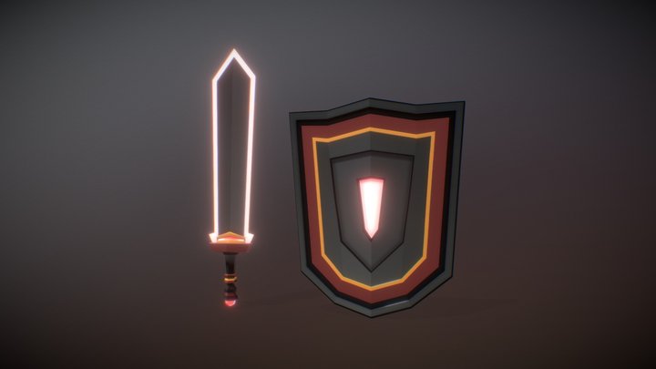 Sword And Shield Red 3D Model