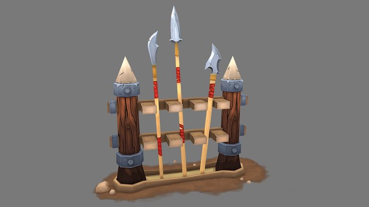 Stylized Weapons Rack 3D Model