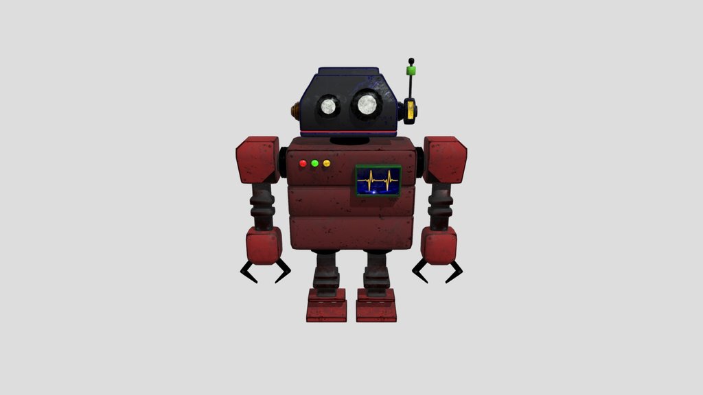 Dusty Cute Robot Character Low Poly