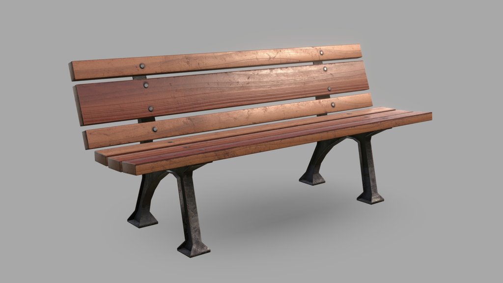 Classic Park Bench (Low Poly)