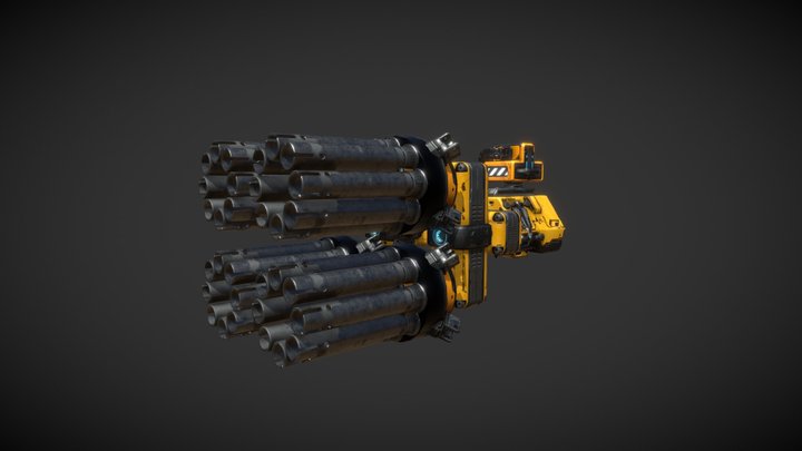 MOTHERGUNSHIP - Four Chaingun Barrel Crafted Gun 3D Model