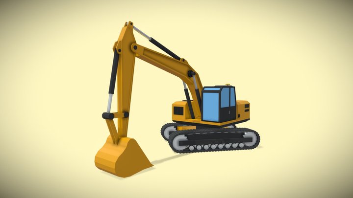 Low Poly Excavator 3D Model