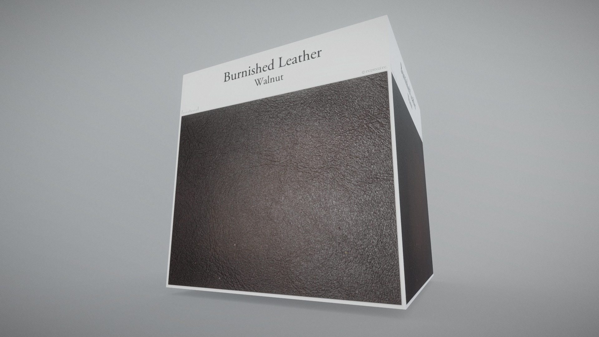 3D model Burnished Leather (Walnut) - This is a 3D model of the Burnished Leather (Walnut). The 3D model is about a white box with black text.