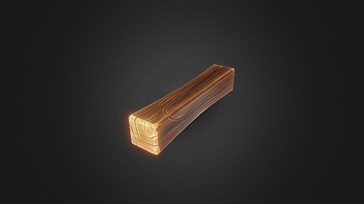 Stylized Low-poly Wooden beam 3D Model