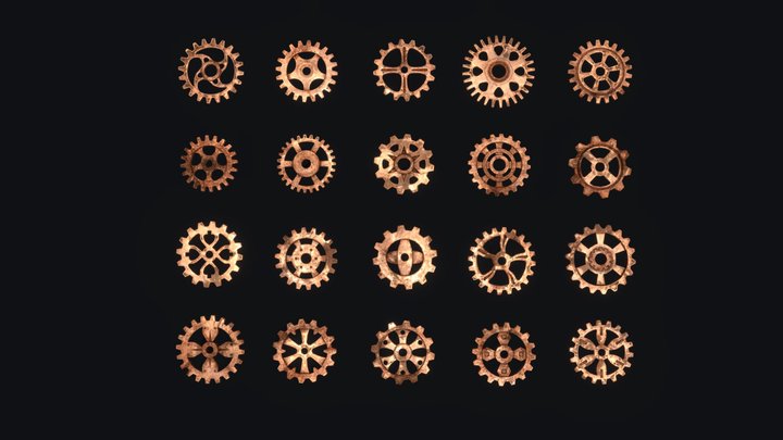 Free lowpoly steampunk gears pack