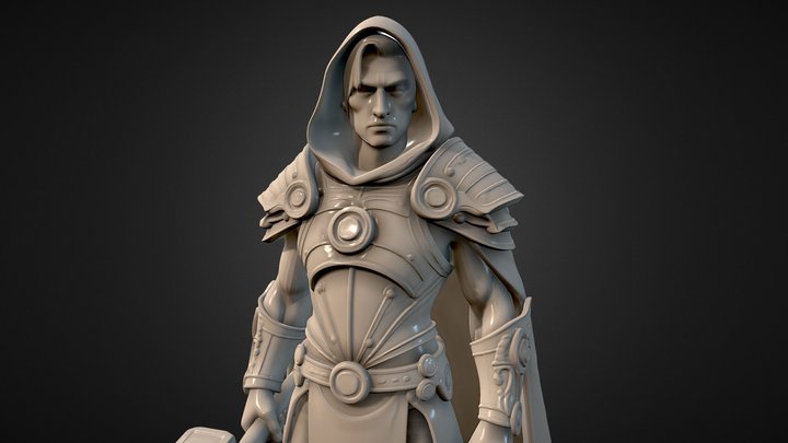 Dnd Miniature Artificer and Lizard Golem 3D Model