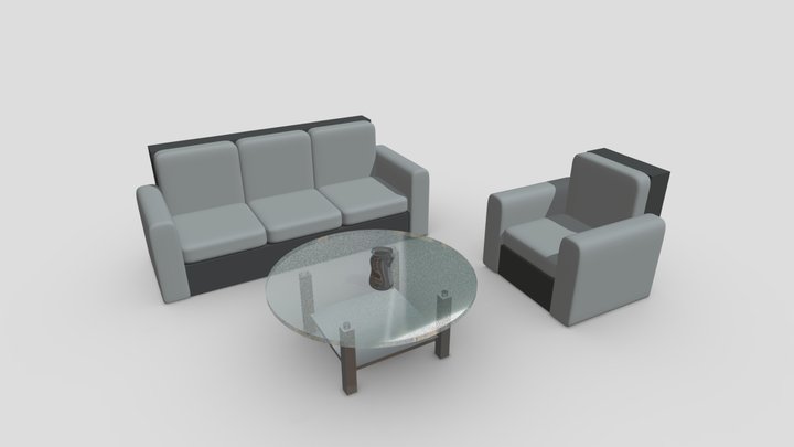 Meja kursi vas 3D Model