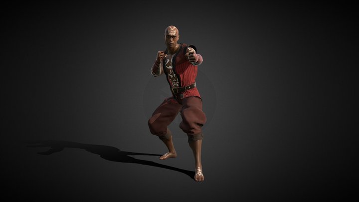 Animated Human Monk 3D Model