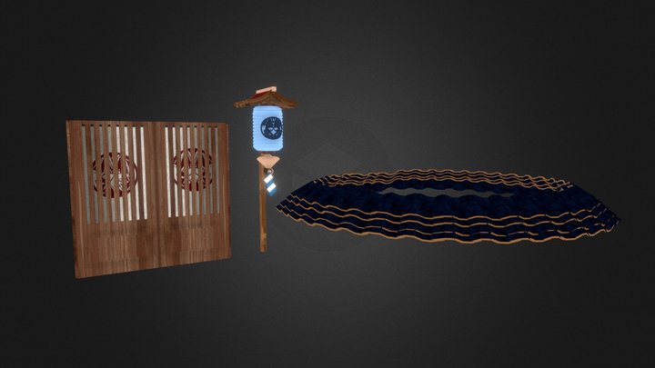 Fox related Japanese izakaya accessories set 3 3D Model