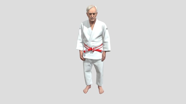 Senior Judoka in White Gi with Red Belt – Kostenloses 3D-Modell STL