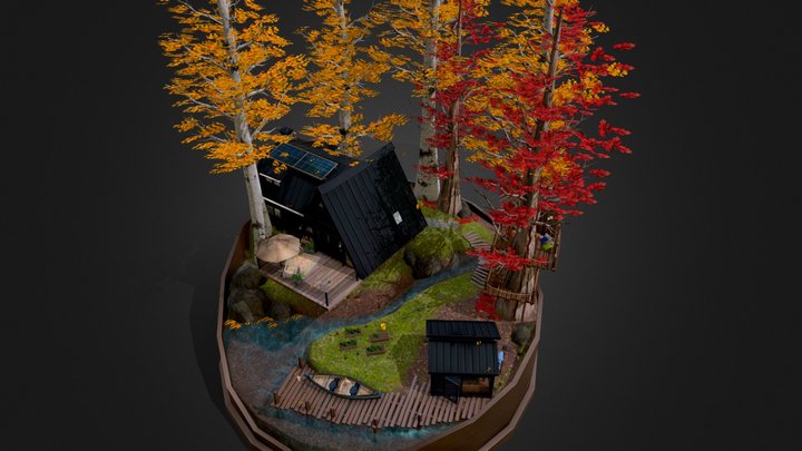 Forest-sided, a peaceful place to live: Diorama 3D Model