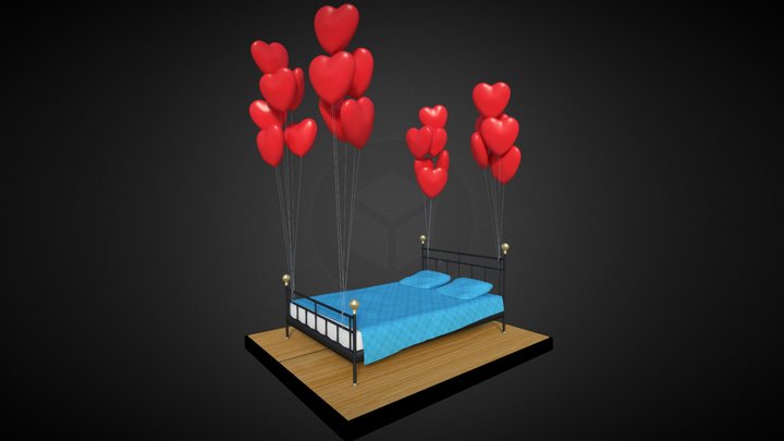 Valentine`s Day Bed 3D Model