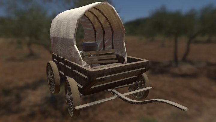 Wild West Wagon Textured 3D Model