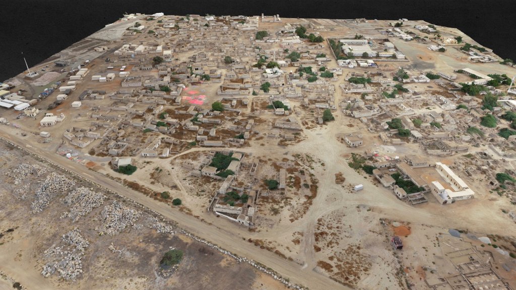 Photogrammetry 3D model of Hamara Al Jazeera old town, seen from above