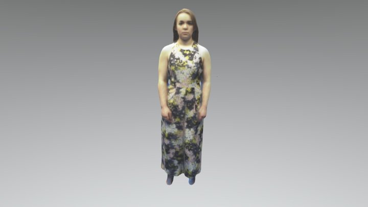 Wild Floral Silk Jumpsuit 3D Model