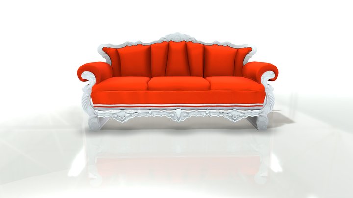 Royal Sofa Couch With Leaf Foil 3D Model