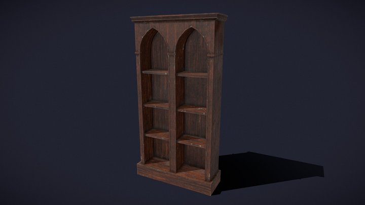 Old Dusty Bookshelf 3D Model