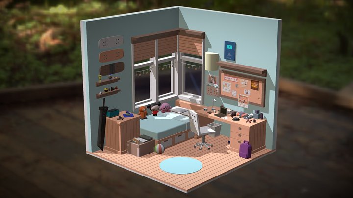 Kid's Bedroom Diorama 3D Model