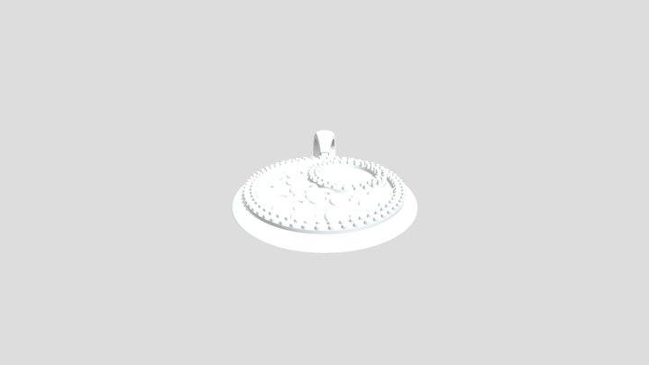 Pave Diamond Silver Filigree Pendant Jewelry 3D Model