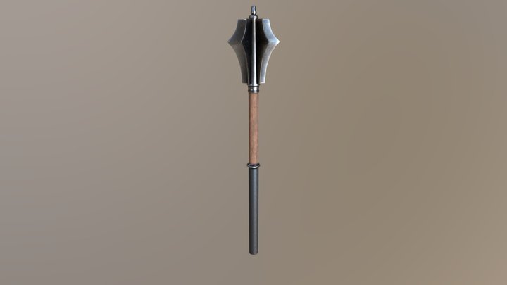 Wooden Medieval Mace 3D Model