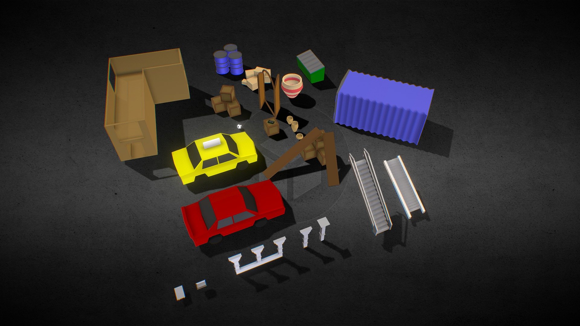 Pack de itens para cenário CS Low Poly