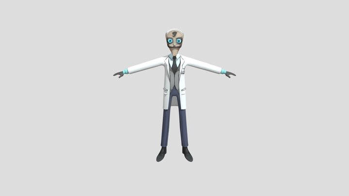 person in lab coat with outstretched arms 3D Model