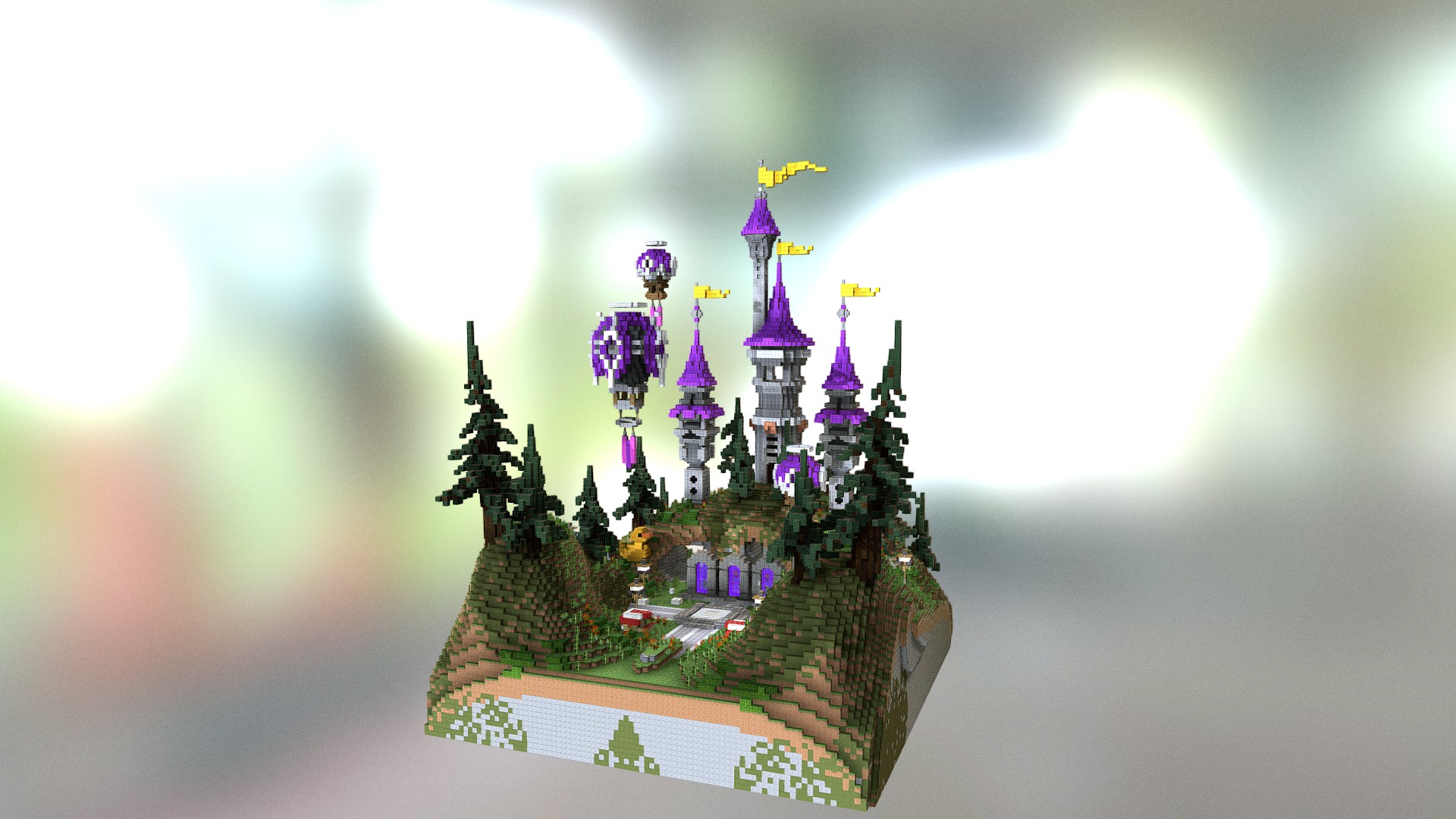 3D model 3 Portal Hub Towers - This is a 3D model of the 3 Portal Hub Towers. The 3D model is about a cartoon of a castle.