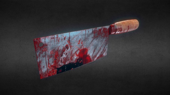 A bloody kitchen knife 3D Model