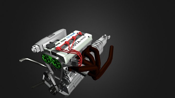 1985 Toyota 4AGE 1st Gen "Blue Top" Engine 3D Model