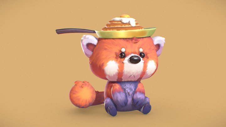 Red Frying Panda 3D Model