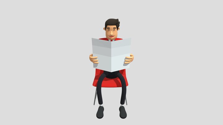 Corporate Cartoon. 3D Businessman in Office 3D Model