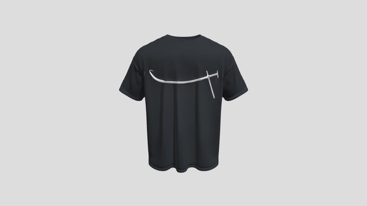 Black t-shirt with Arabic calligraphy and sword 3D Model