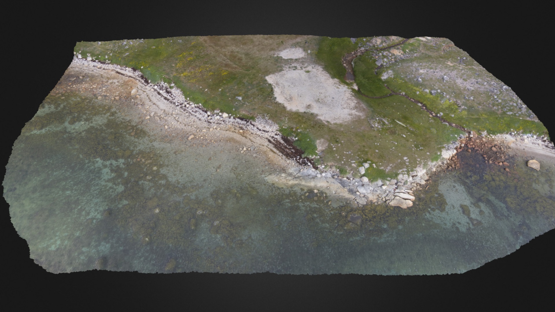 3D model Boathouse – Hvalsey, Greenland - This is a 3D model of the Boathouse - Hvalsey, Greenland. The 3D model is about a satellite image of the earth.