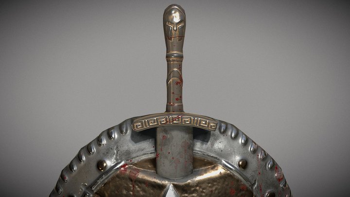 Spartan shield and sword 3D Model
