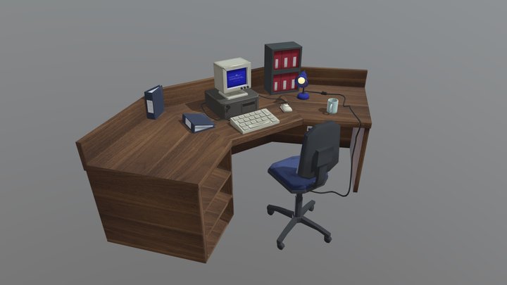 Desk Office 90s 3D Model