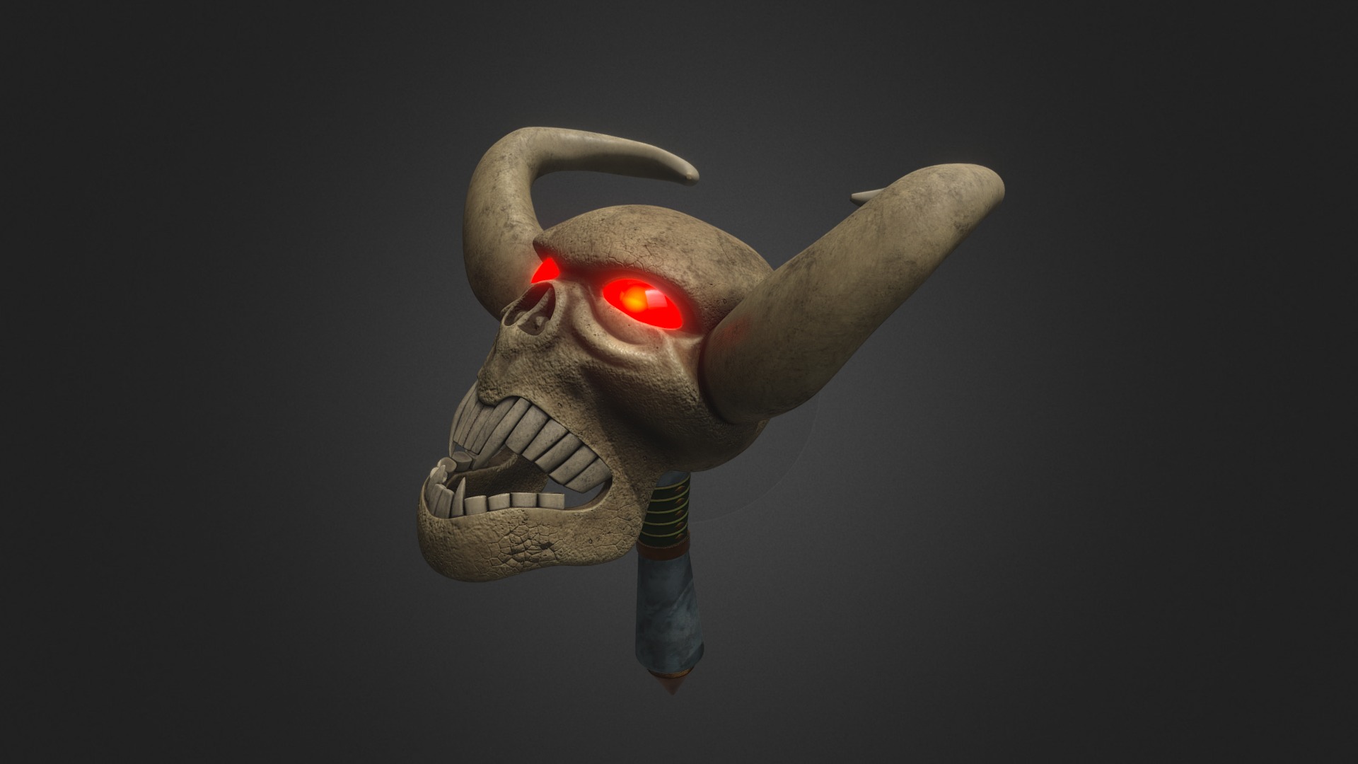 3D model Skull Wand - This is a 3D model of the Skull Wand. The 3D model is about a hand with a skull and red eyes.