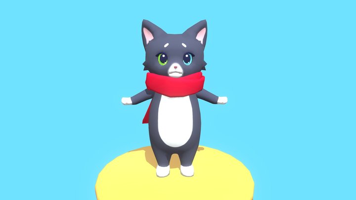 Cat with scarf 3D Model