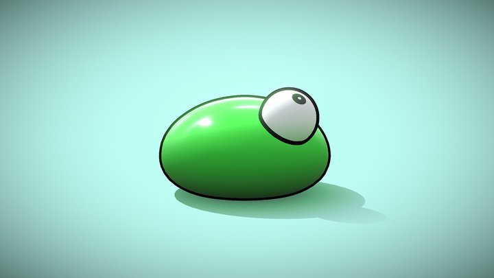 One eye green slime 3D Model