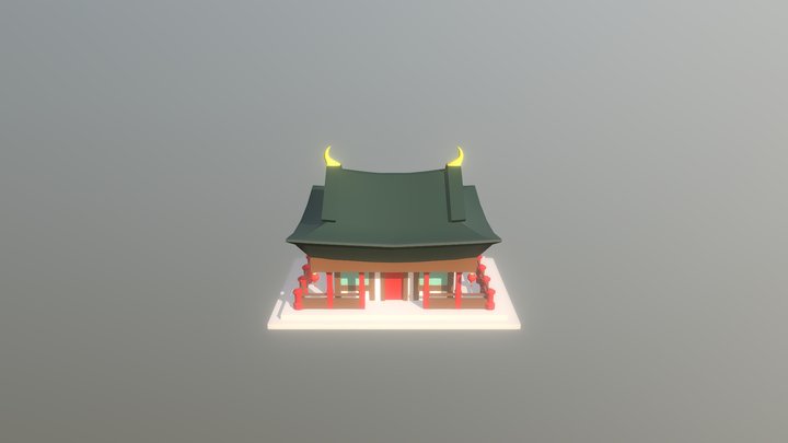 Low Poly Garden Shrine 3D Model