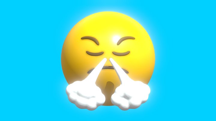 Frustrated Steam Face Emoticon Emoji or Smiley 3D Model