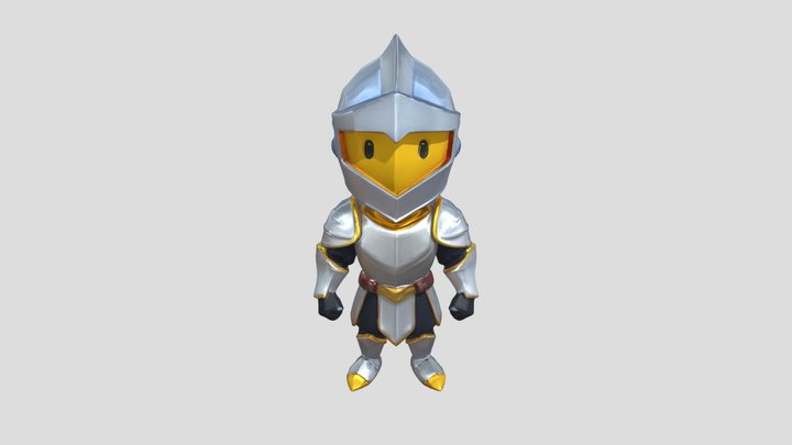 Cute cartoon knight in armor 3D Model