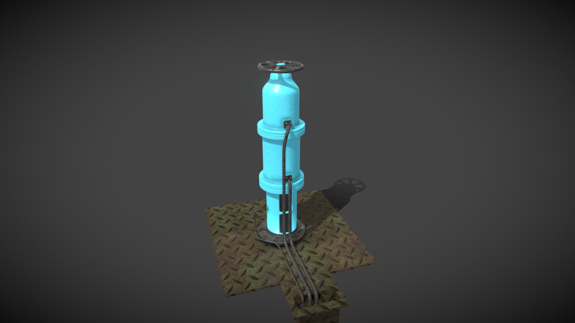 3D model Valve - This is a 3D model of the Valve. The 3D model is about a blue lamp on a table.