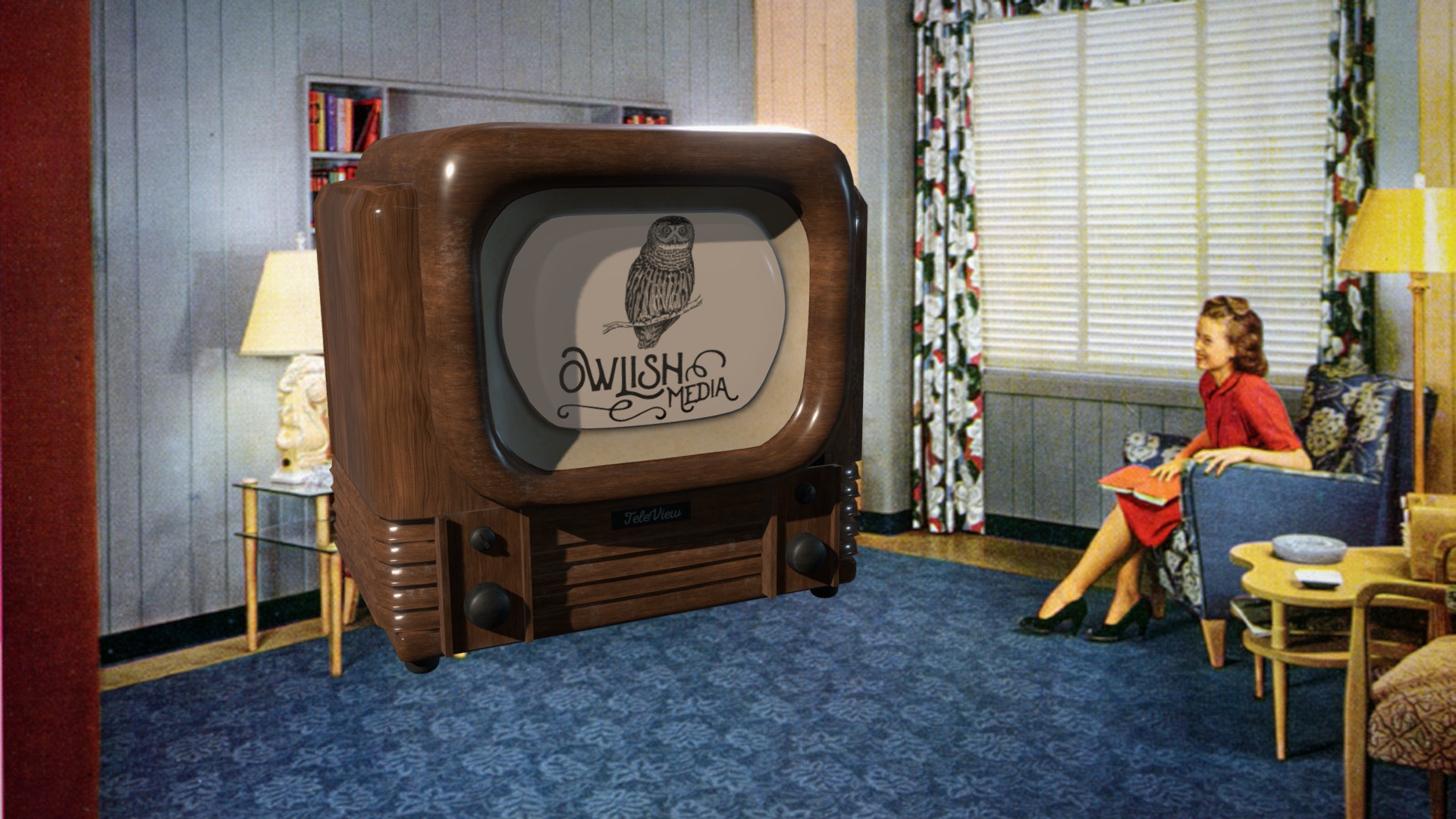 3D model Old Timey 1940s TV - This is a 3D model of the Old Timey 1940s TV. The 3D model is about a person sitting in a chair.