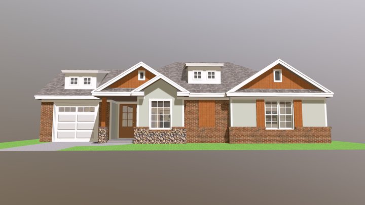 Ranch-Style House 3D Model