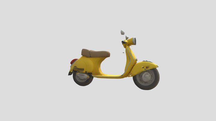 A Yellow Vespa 3D Model