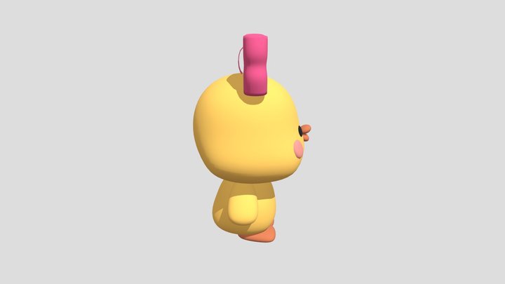Cute Duck with Ribbon 3D Model