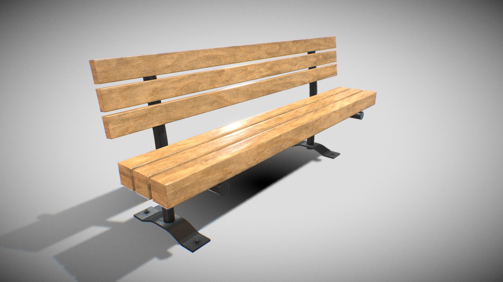 3D model Park Bench V-01 - This is a 3D model of the Park Bench V-01. The 3D model is about a wooden bench on a white background.