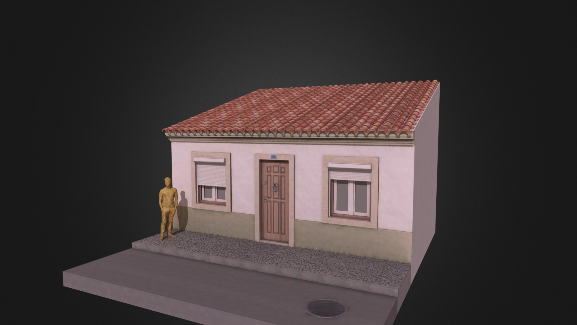 3D model Traditional House Lisboa - This is a 3D model of the Traditional House Lisboa. The 3D model is about a small house with a few statues.
